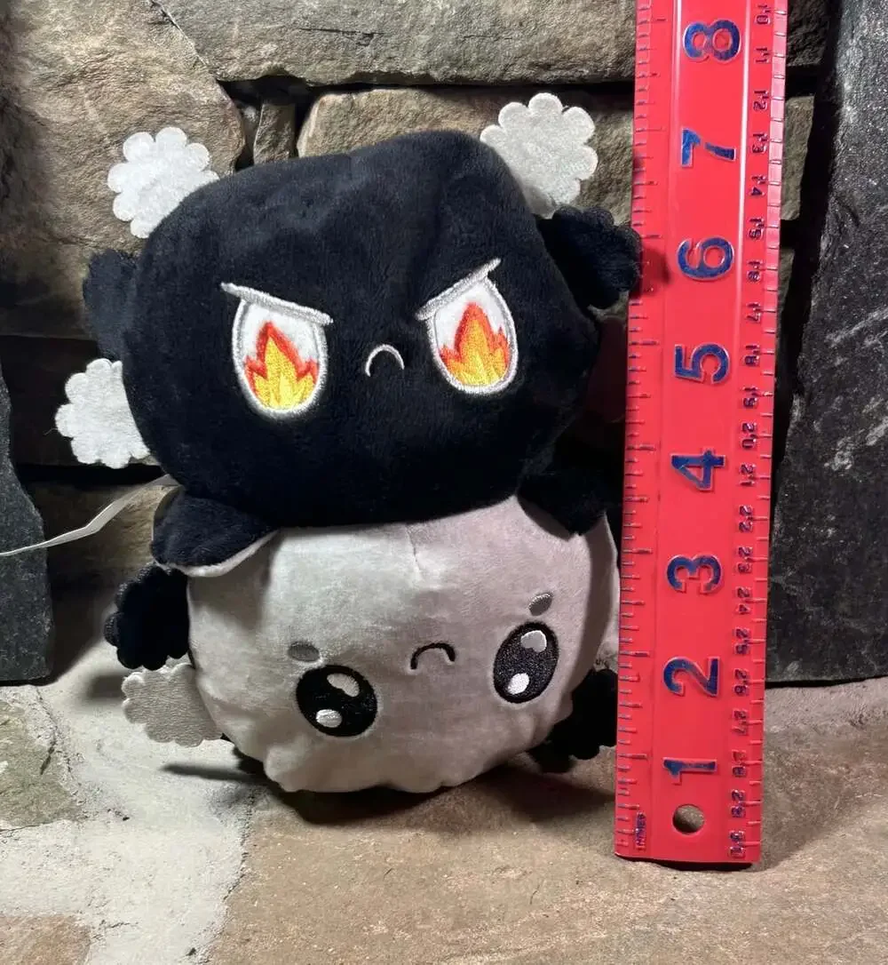 Rare TeeTurtle Axolotl Plush Black Grey Stripe Happy Reversible Stuffed plush